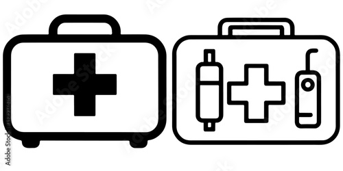 A first aid kit icon vector is displayed twice.