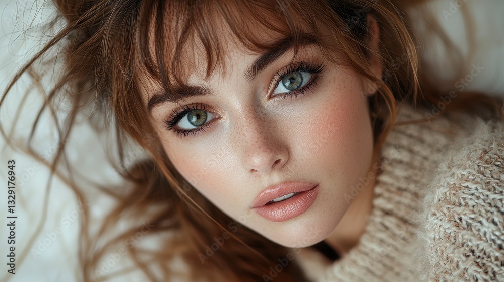 Engaging beauty influencer with long hair filming a makeup tutorial in a stylish setting for an online audience Engaging beauty influencer with long hair filming a makeup tutorial in a stylish setting for an online audience
