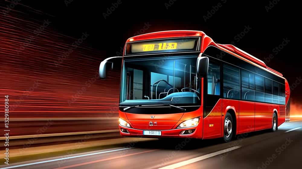 Red Bus in Motion: A Dynamic Transportation Image
