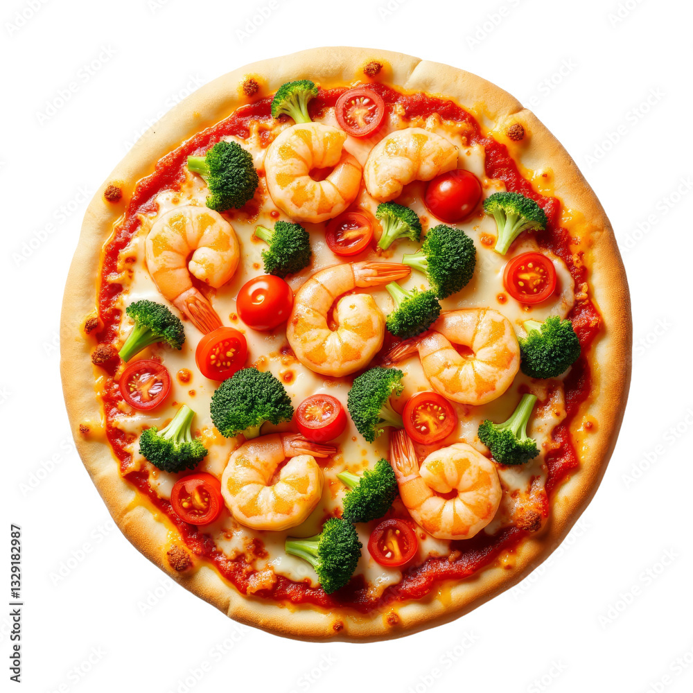 Shrimp, Tomato, and Broccoli Pizza with transparent background Shrimp, Tomato, and Broccoli Pizza with transparent background