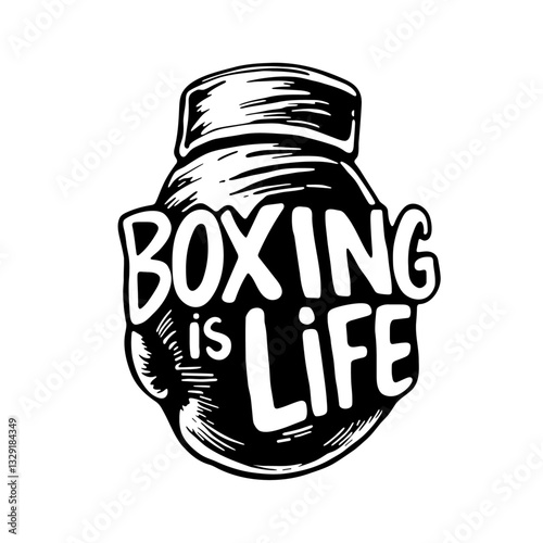boxing glove with a phrase Boxing is Life illustration