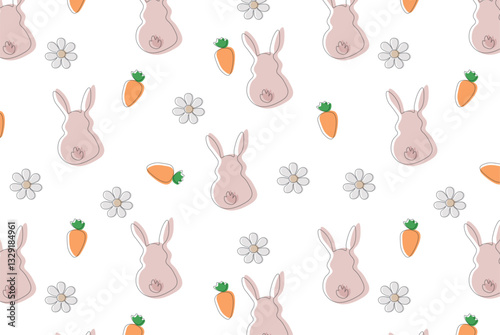 Seamless pattern, children's, cute bunny