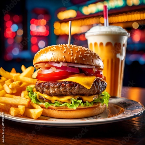 American Burger and Retro Diner Ambience