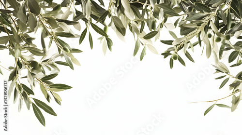 Elegant Olive Branch Canopy Overlay with Gentle Lighting and Transparent Qualities