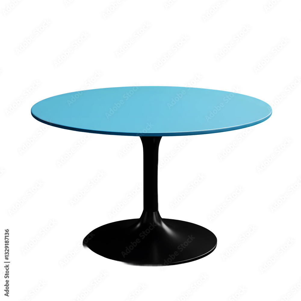 3D Modern Round Table with Blue Top and Black Pedestal Base on Transparent Background
3D Modern Round Table with Blue Top and Black Pedestal Base on Transparent Background