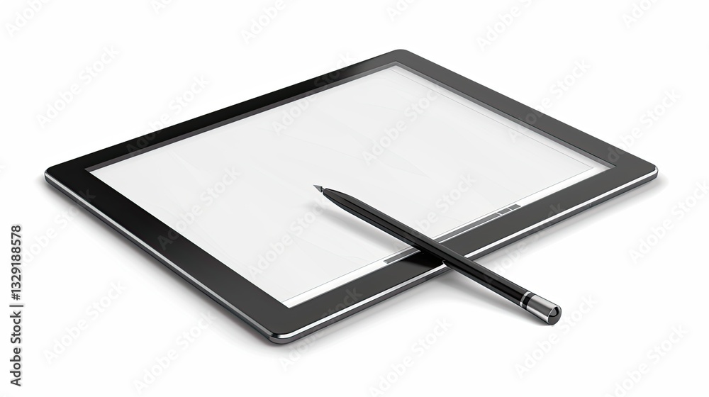 Digital Tablet & Stylus on White. Digital Tablet & Stylus on White.