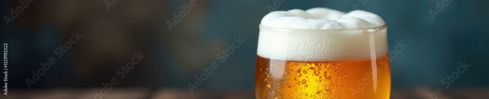 Thick, white beer foam cascading down chilled glass, texture, texture, detail Thick, white beer foam cascading down chilled glass, texture, texture, detail