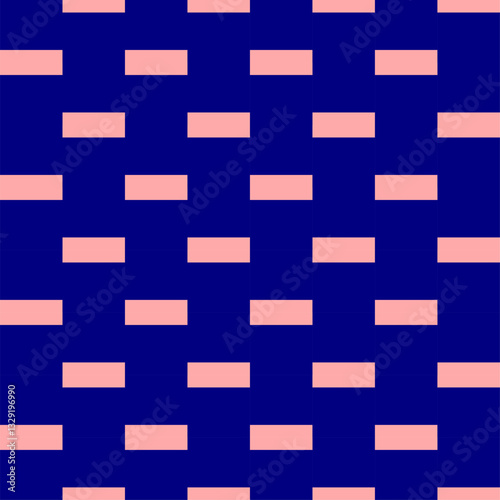 pink and blue square block arrange in horizontal line strip seamless Pattern design for fabric printing, vintage patter