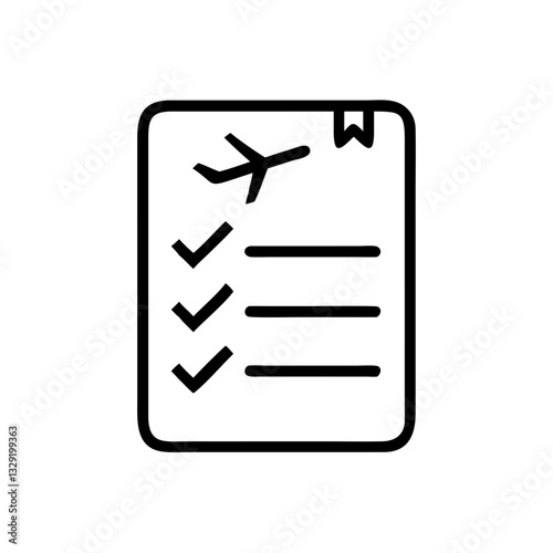 Travel Checklist – Black and White Minimalist Icon for Trip Planning and Organization