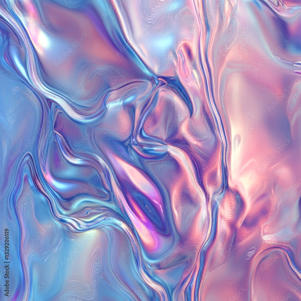Fototapeta premium Abstract swirling pastel pattern with fluid blue and pink textures