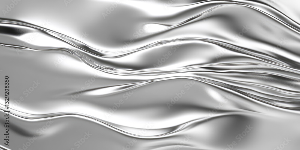 Obraz premium Smooth silver liquid texture with flowing metallic waves
