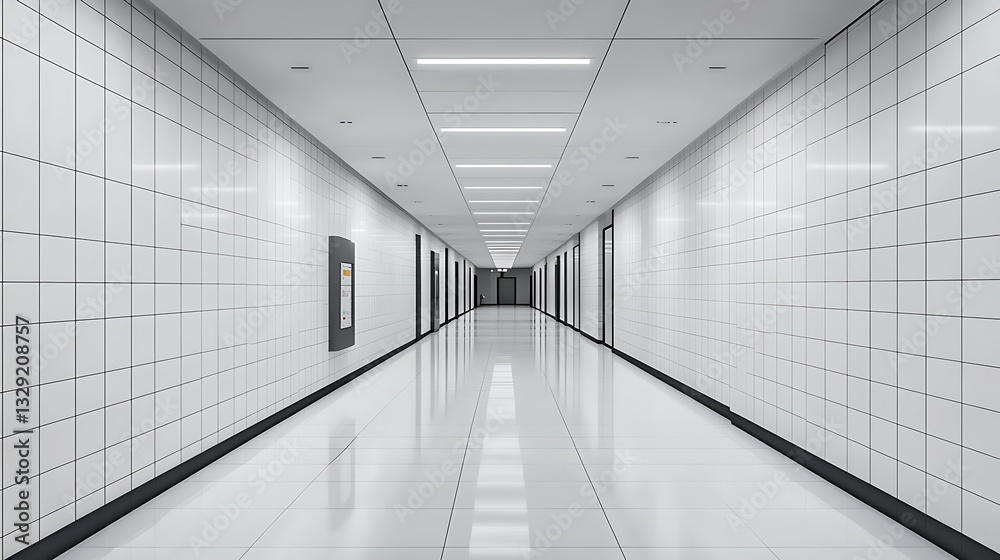 Modern Office Corridor: A 3D Render of a Sleek, Minimalist Interior AI Generated Modern Office Corridor: A 3D Render of a Sleek, Minimalist Interior AI Generated