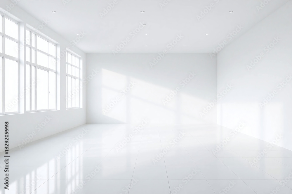 Fototapeta premium empty room with white walls and windows
