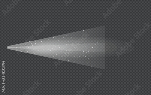 Water spray white smoke or fog dust and dots, mist of atomizer. Trigger Sprayer effect with spray or stream nozzles. Abstract dots clouds, blizzard. 3d elements vector illustration
