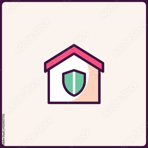 Minimalistic home security icon depicting protection and assurance concept