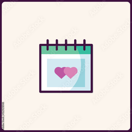 Charming calendar icon featuring dual hearts for romantic date reminders