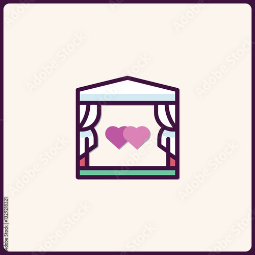 Charming wedding arch with hearts icon for love and commitment designs