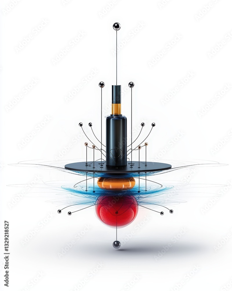 Abstract representation of atomic structure, showcasing electron orbits and a nucleus, symbolizing science and technology innovation. Abstract representation of atomic structure, showcasing electron orbits and a nucleus, symbolizing science and technology innovation.