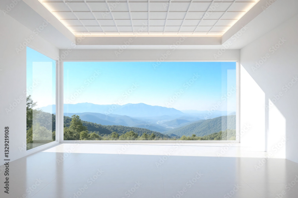 Fototapeta premium large empty room with a view of the mountains