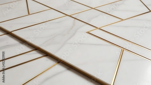Smooth white marble pattern, enhanced with thin gold lines.