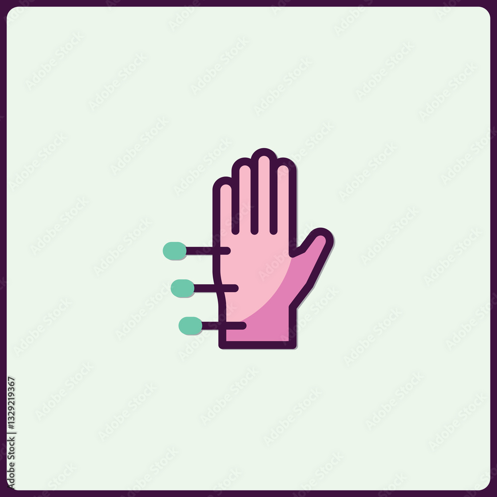 Acupuncture therapy depicted with a minimalist hand icon and needles Acupuncture therapy depicted with a minimalist hand icon and needles