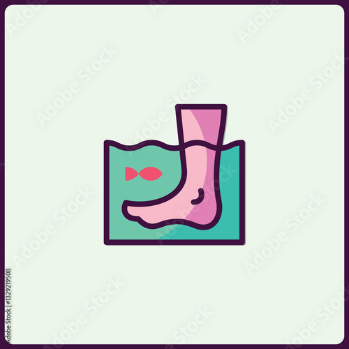 Foot care treatment icon with fish, wellness and relaxation symbol