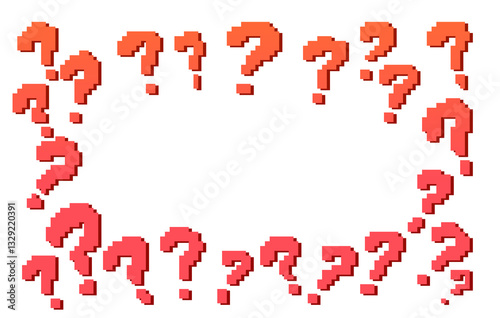 Plakat Pixel Art Red Question Mark Frame