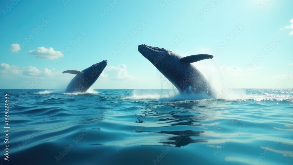 Fototapeta premium whales leaping
