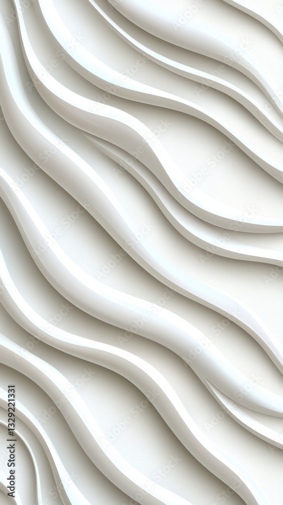 Obraz premium Contemporary white wall featuring wavy lines in a modern abstract design as a illustration for stylish interiors