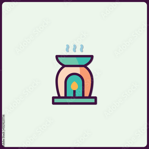 Minimalistic aroma lamp vector illustration for relaxation and meditation