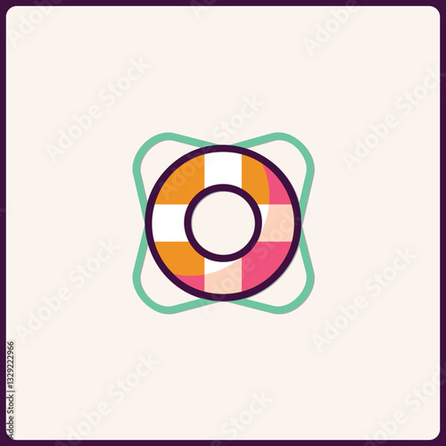 Vector illustration of a flat style life preserver icon with soft edges