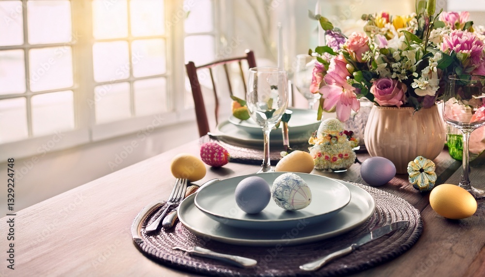 Fototapeta premium table setting with flowers
