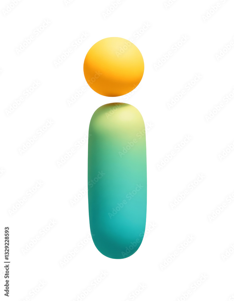 3D Rounded Lowercase i with Blue to Yellow Gradient, transparent background 3D Rounded Lowercase i with Blue to Yellow Gradient, transparent background