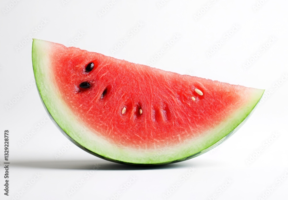 Fresh Watermelon Slice Juicy Red Refreshment on White Background Close-up Fresh Watermelon Slice Juicy Red Refreshment on White Background Close-up