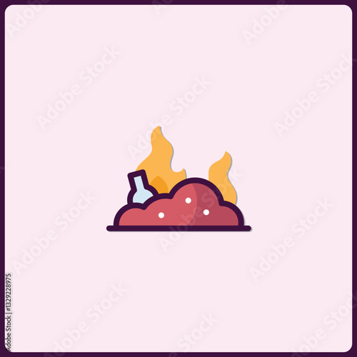 Burning waste concept illustration, environmental issue representation, pollution icon