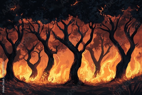 black burning forest climate change environmental issue