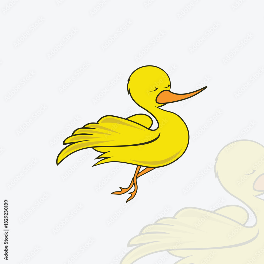 Fototapeta premium Cute Cartoon Duck Logo, Minimalist Duck Vector Logo, Creative Duck Mascot Logo