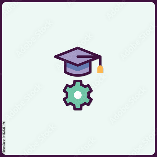 Education Technology Integration and Academic Improvement Strategy Icon