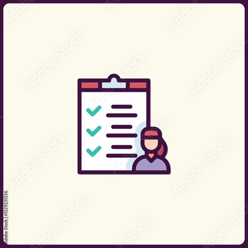Illustration of task checklist with profile symbolizes responsibilities