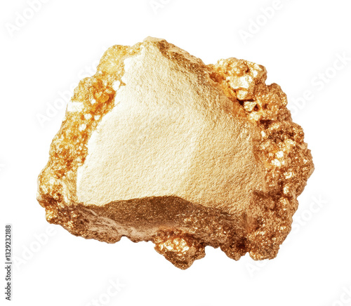 Sparkling gold nugget isolated on black background, cut out