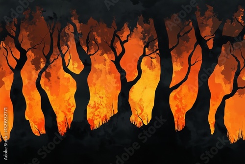 black burning forest climate change environmental issue