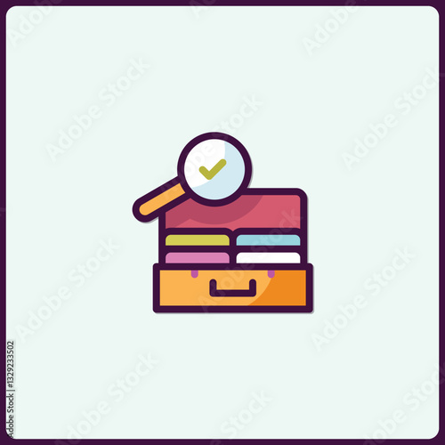 Audit Compliance Approval Icon, Filing Documents, Checkmark Verification Process