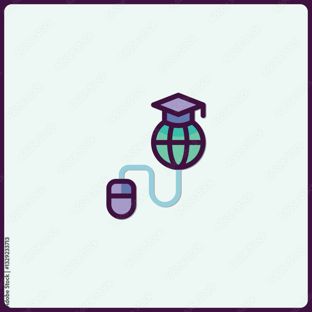 Digital learning platform icon showcasing education and global connectivity Digital learning platform icon showcasing education and global connectivity