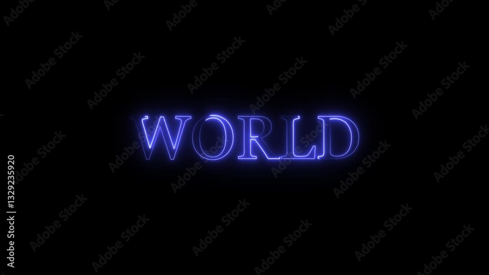 Abstract neon world text icon animation on black background, 4K motion video Abstract neon world text icon animation on black background, 4K motion video