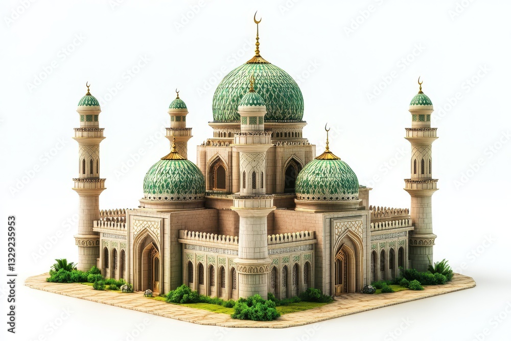 Fototapeta premium 3D Eid Mubarak Poster Isolated and White Background