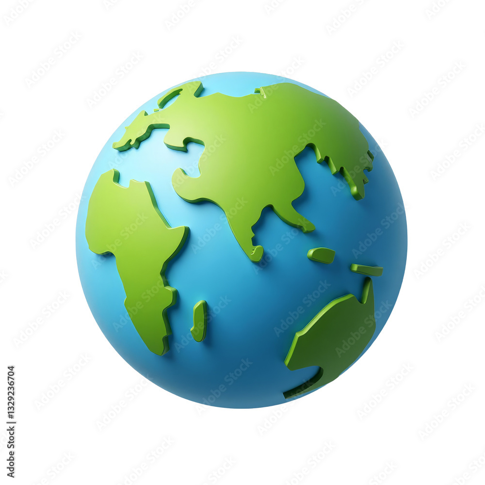 Naklejka premium Cartoon Earth Globe Showing Africa and Asia with Transparent Background