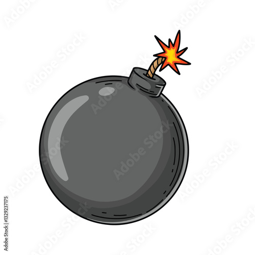 Hand drawn doodle bomb. Vector illustration. Isolated on white background.