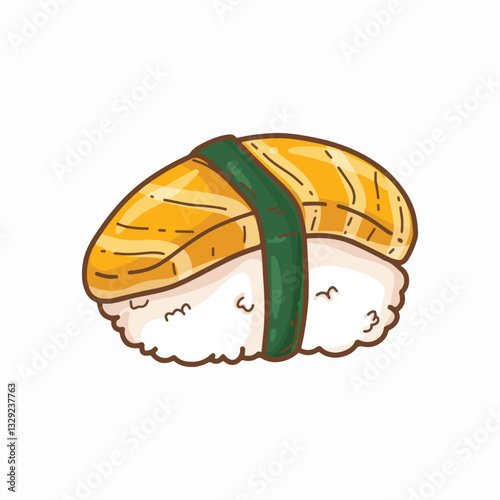 Illustration of sushi salmon isolated on white background. Vector illustration.
