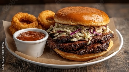 Wallpaper Mural Chuck Brisket concept. Mouthwatering brisket sandwich with tangy slaw and savory sides Torontodigital.ca