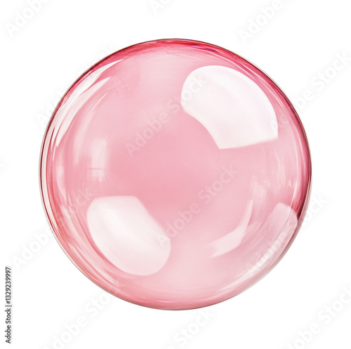 Close-up of shiny pink bubble reflecting light on black background, cut out